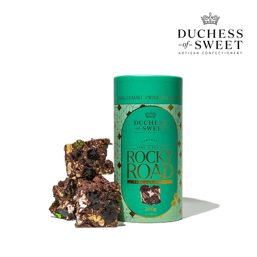 Duchess of Sweet Lime & Pecan Dark Chocolate Rocky Road 200g Cylinder