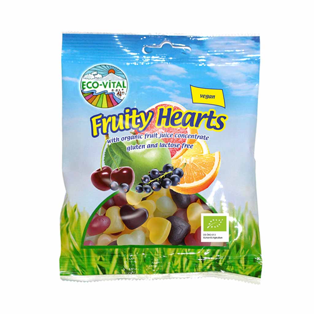 Eco Vital Vegan Fruity Hearts Lollies 100g