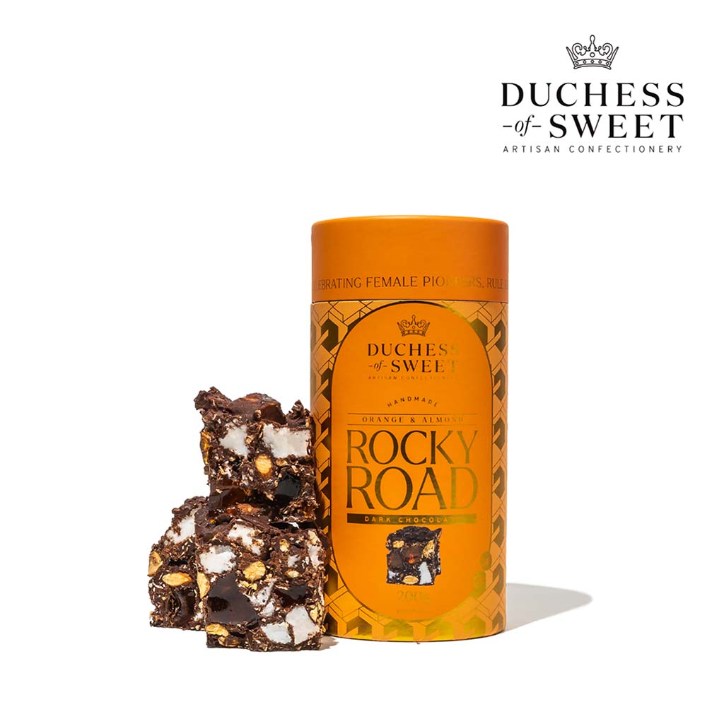 Duchess of Sweet Orange & Almond Dark Chocolate Rocky Road 200g Cylinder