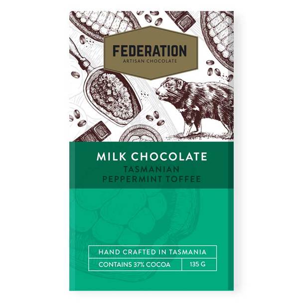 Federation Milk Chocolate Tasmanian Peppermint Toffee Bar 135g