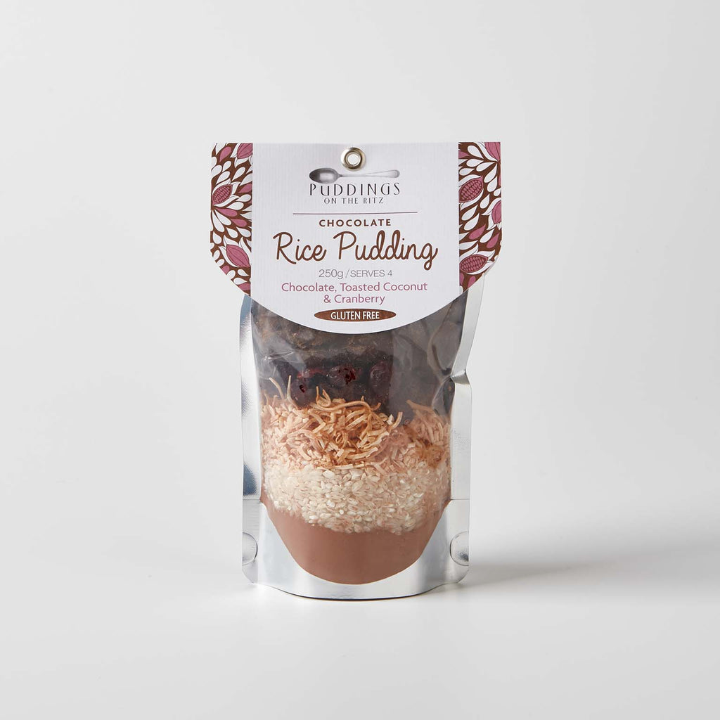 Pudding on the Ritz Gluten Free Chocolate, Toasted Coconut & Cranberry Rice Pudding Mixes 250g