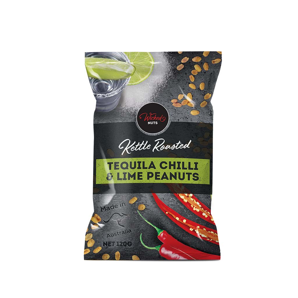 Wicked Nuts Peanuts 120g Tequila Chilli & Lime Peanuts